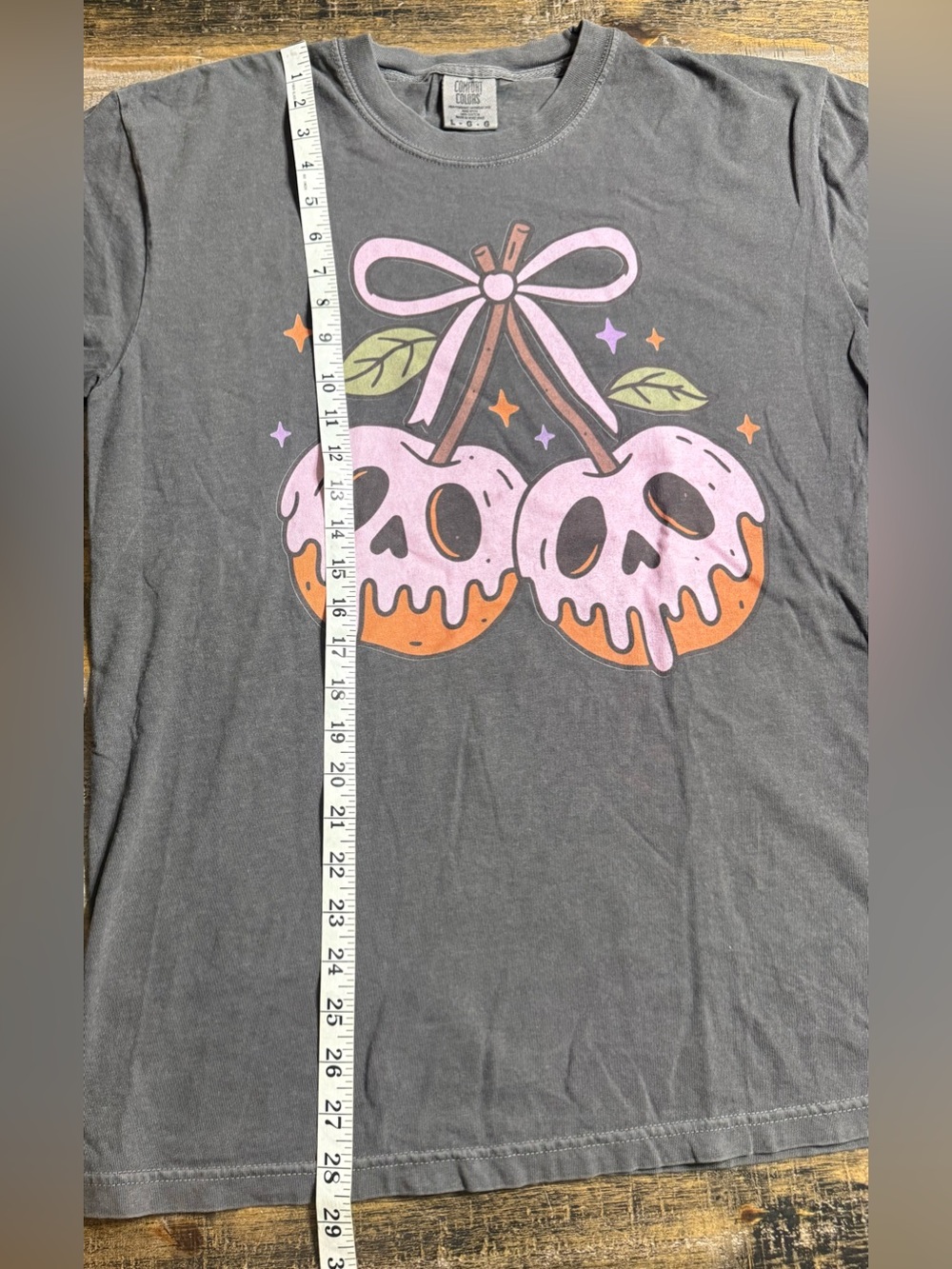 Comfort Colors Pepper Tee with Dripping Cherry Skull Graphic - Picture 6 of 6